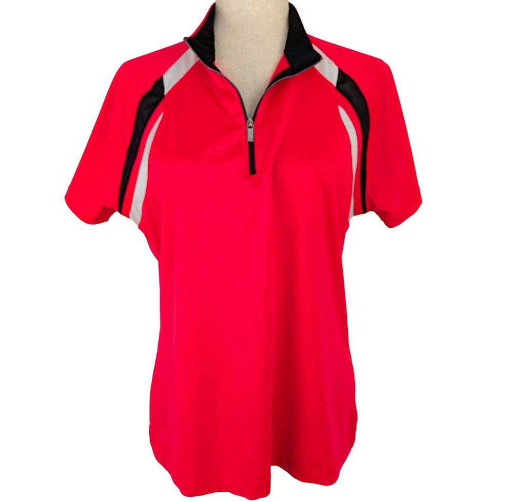 Tail White Label Women's LG Neon Orange 1/4 Zip Mock Neck Golf Polo